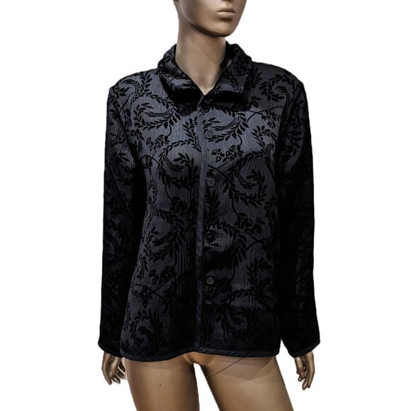 Coldwater Creek Reversible Textured Tapestry Purple/Black Jacket Size L Preowned - Picture 1 of 11